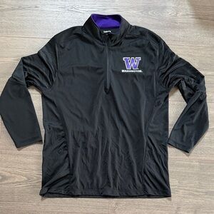 University of Washington Men's L Half Zip Black Purple UW Long Sleeve Pullover